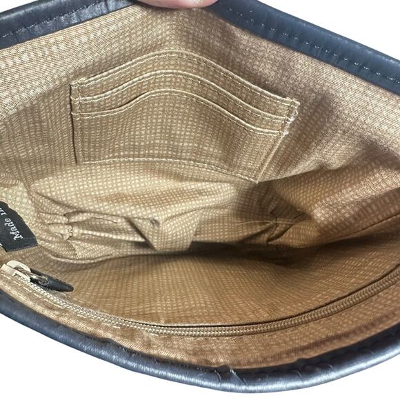 Brighton Black Quilted Fabric & Brown Leather Crossbody Bag - Picture 7 of 10